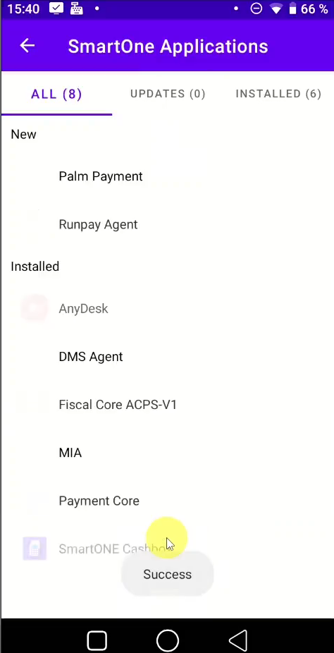 Mesaj Success după instalarea MIA